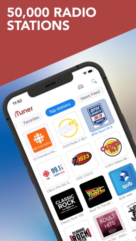 myTuner Radio main screen