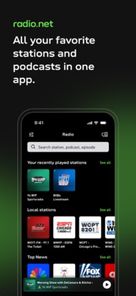 radio.net main screen